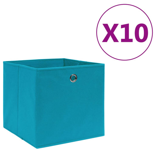 Berkfield Storage Boxes 10 pcs Non-woven Fabric 28x28x28 cm Baby Blue
