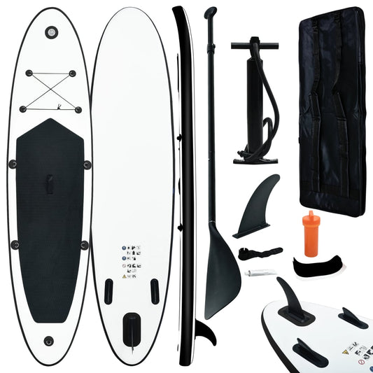 Berkfield Inflatable Stand Up Paddleboard Set Black and White