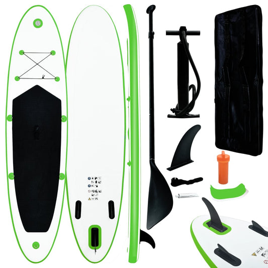 Berkfield Inflatable Stand Up Paddleboard Set Green and White