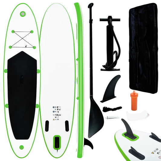 Berkfield Inflatable Stand Up Paddle Board Set Green and White