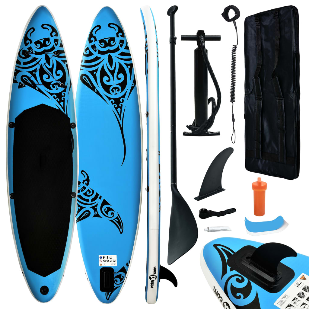 Berkfield Inflatable Stand Up Paddleboard Set 320x76x15 cm Blue