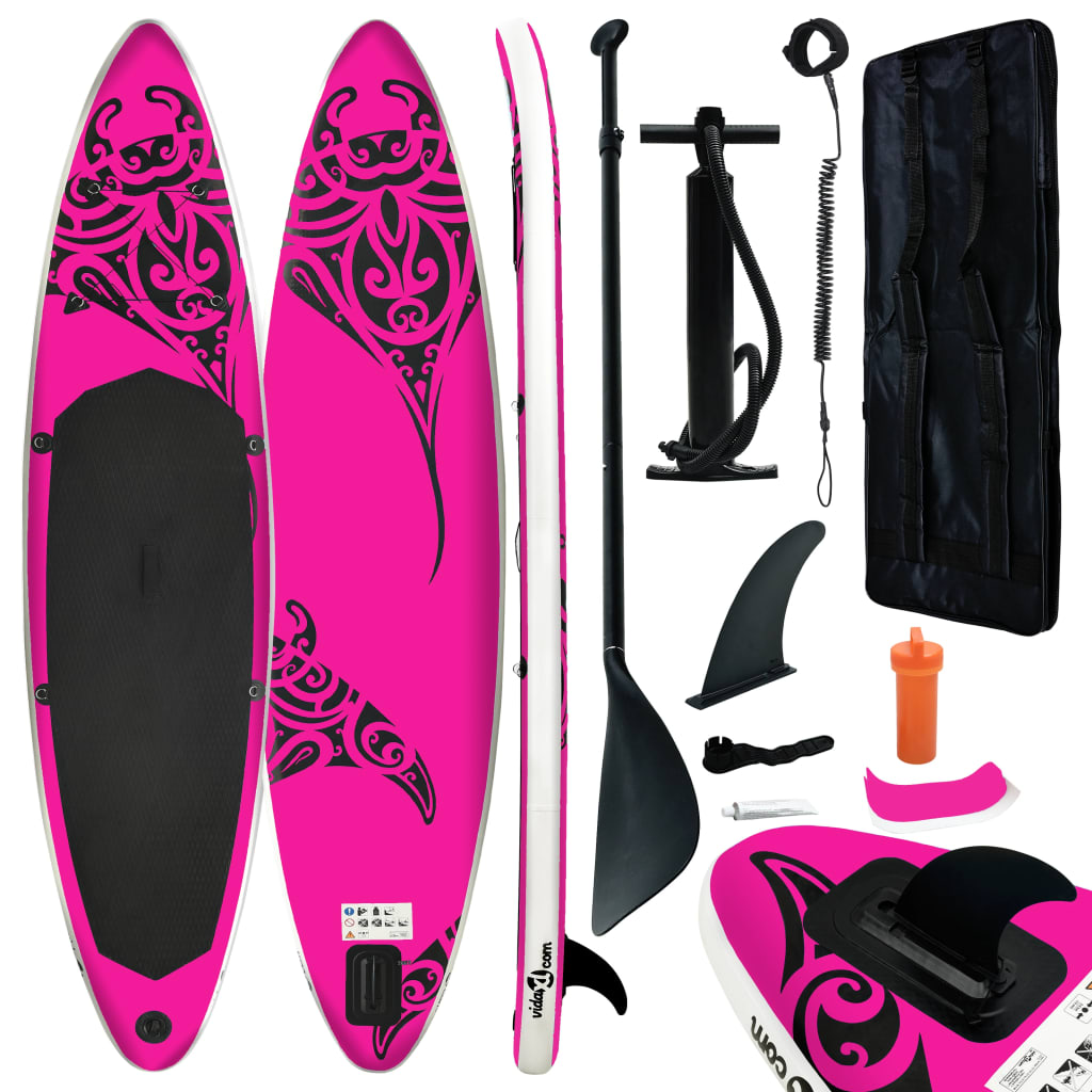 Berkfield Inflatable Stand Up Paddleboard Set 305x76x15 cm Pink