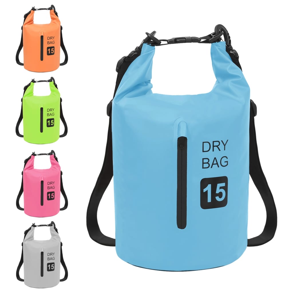 Berkfield Dry Bag with Zipper Blue 15 L PVC