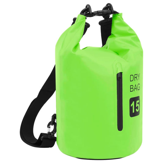 Berkfield Dry Bag with Zipper Green 15 L PVC