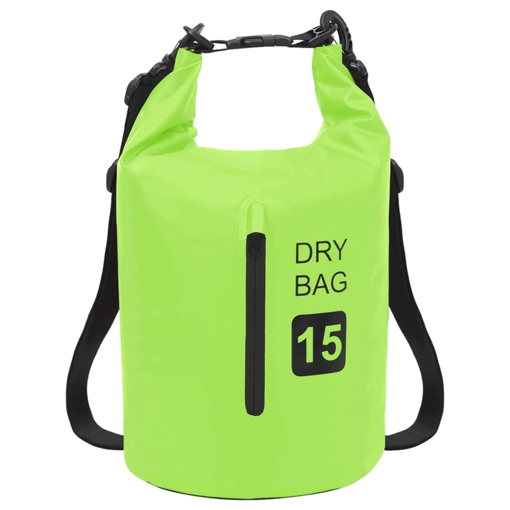 Berkfield Dry Bag with Zipper Green 15 L PVC