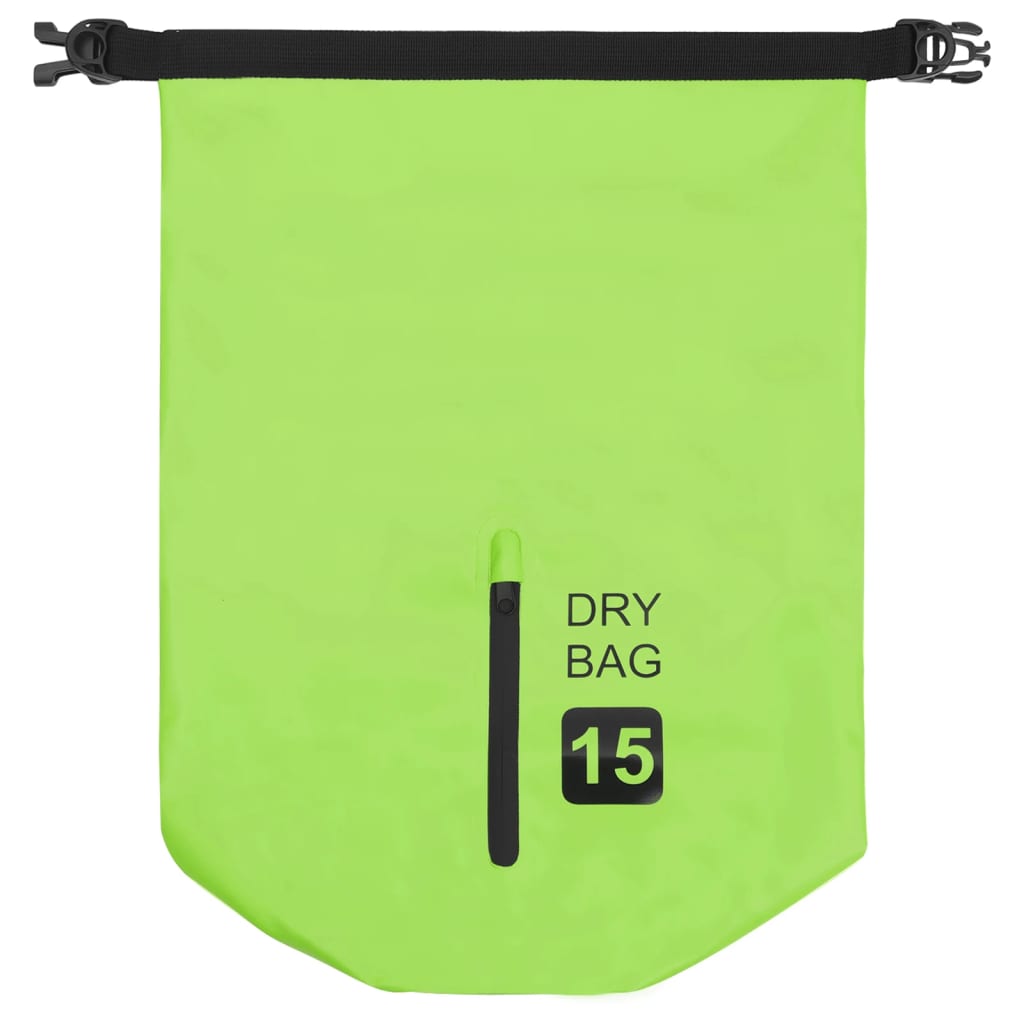 Berkfield Dry Bag with Zipper Green 15 L PVC