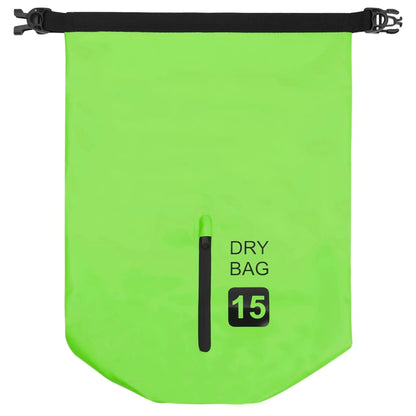 Berkfield Dry Bag with Zipper Green 15 L PVC