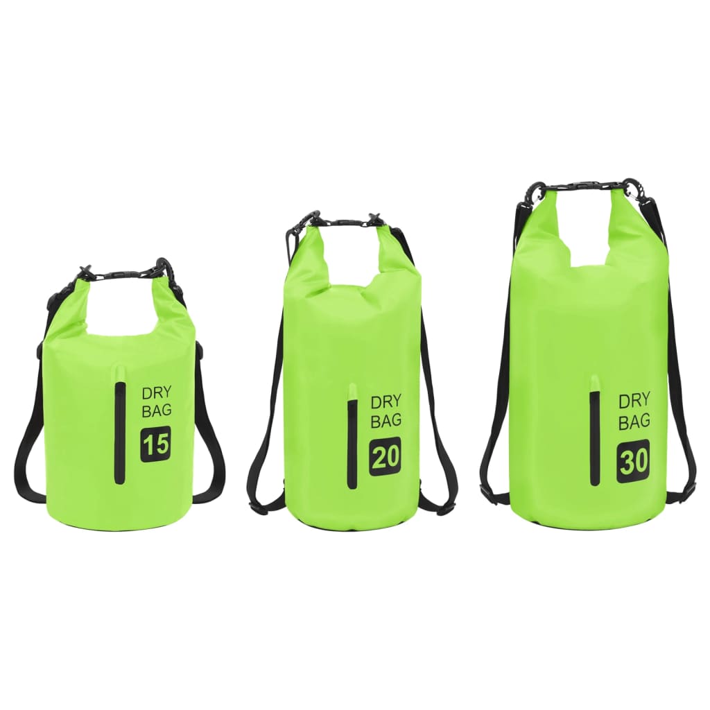 Berkfield Dry Bag with Zipper Green 15 L PVC