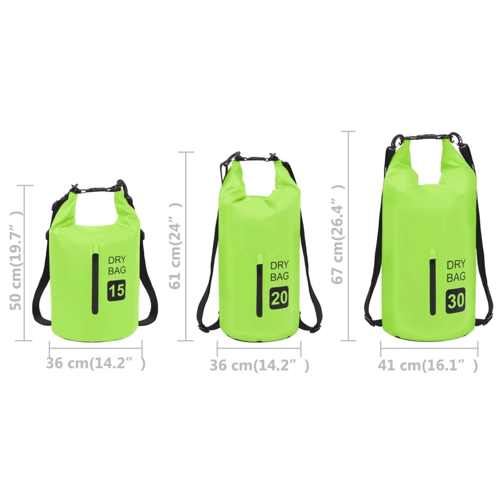 Berkfield Dry Bag with Zipper Green 15 L PVC