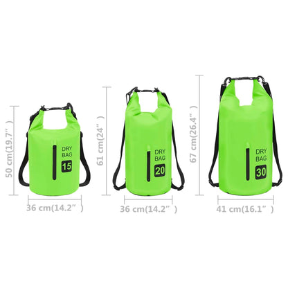 Berkfield Dry Bag with Zipper Green 15 L PVC