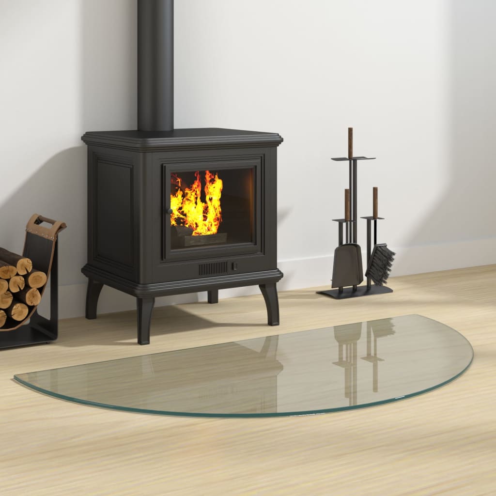 Berkfield Fireplace Glass Plate Half Round 1000x500 mm
