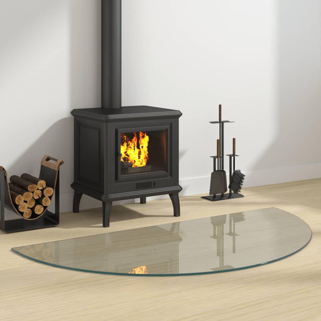 Berkfield Fireplace Glass Plate Half Round 1200x600 mm