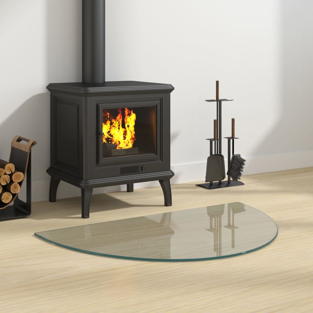 Berkfield Fireplace Glass Plate Half Round 800x500 mm
