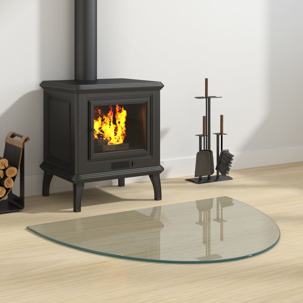 Berkfield Fireplace Glass Plate Half Round 800x600 mm