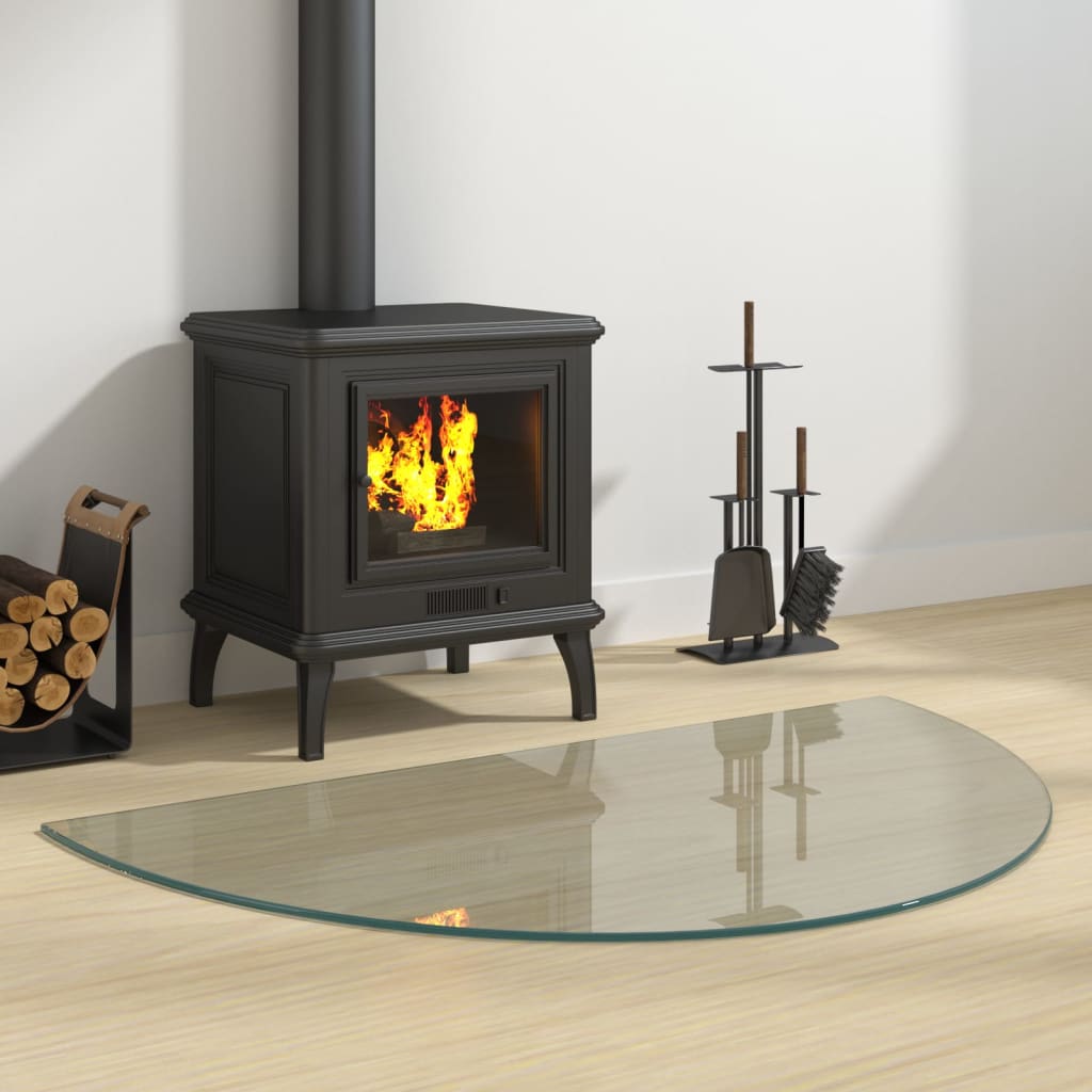 Berkfield Fireplace Glass Plate Half Round 1000x600 mm