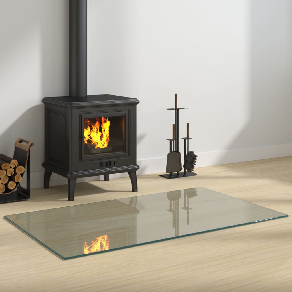 Berkfield Fireplace Glass Plate Rectangular 100x60 cm