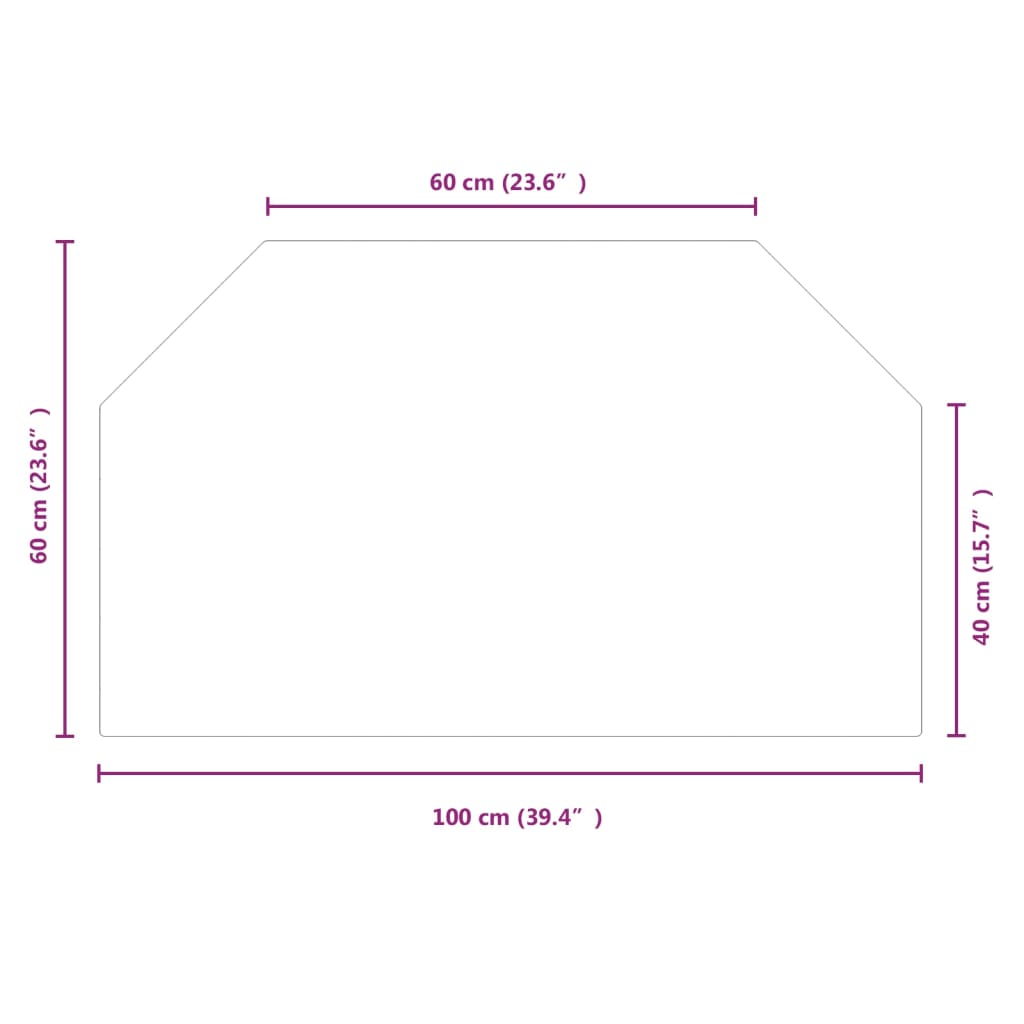 Berkfield Fireplace Glass Plate Hexagon 100x60 cm