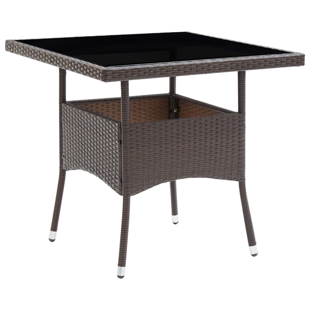 Berkfield Garden Dining Table Brown Poly Rattan