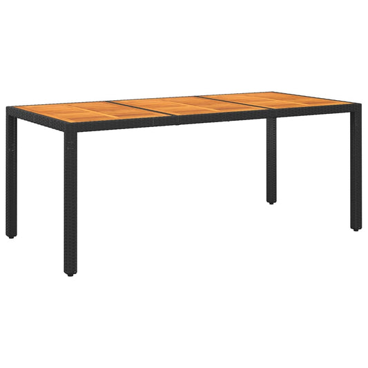 Berkfield Garden Table 190x90x75 cm Acacia Wood and Poly Rattan Black
