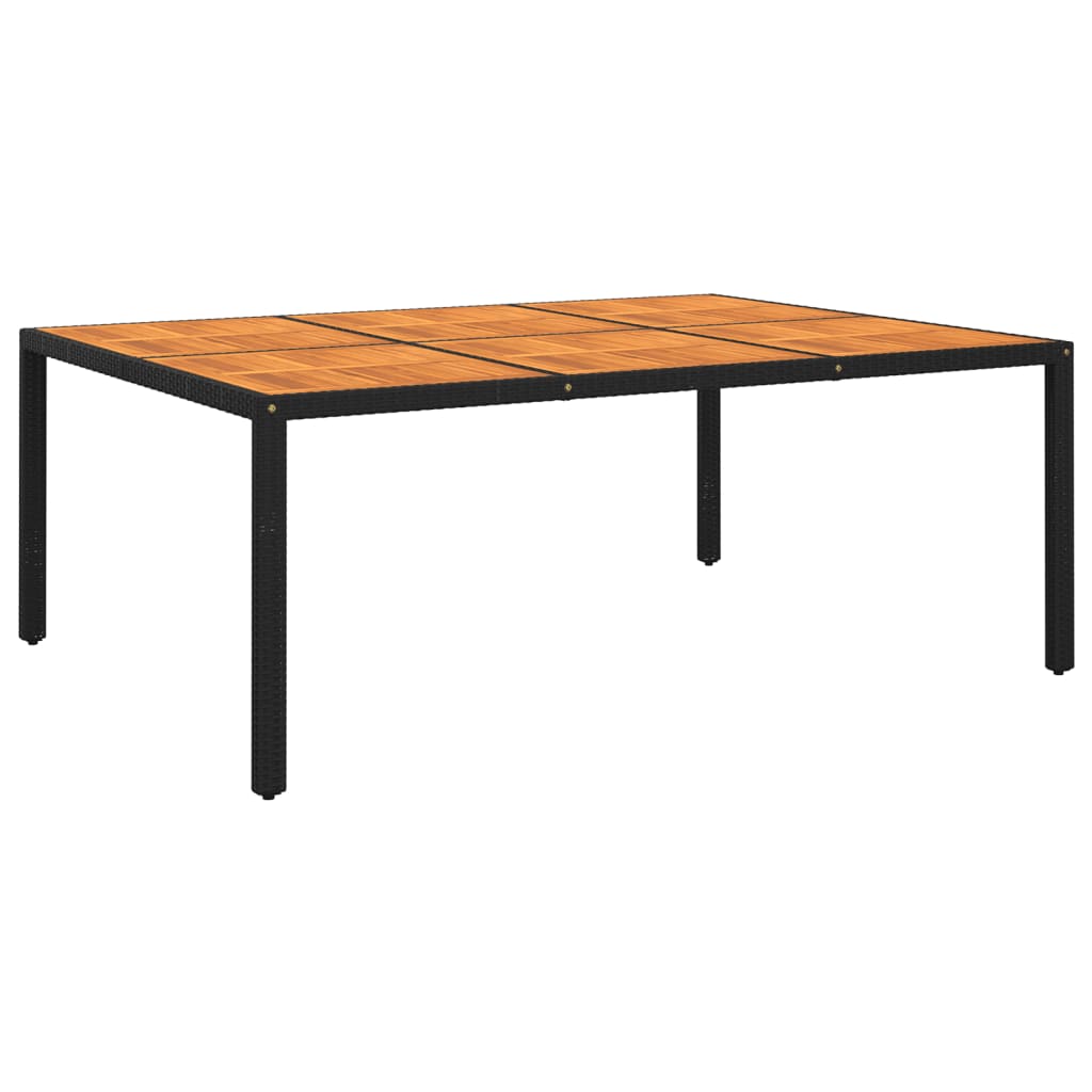 Berkfield Garden Table 200x150x75 cm Acacia Wood and Poly Rattan Black