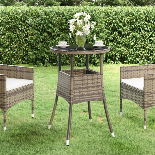 Berkfield Garden Table �_�”�_60x75 cm Tempered Glass and Poly Rattan Grey