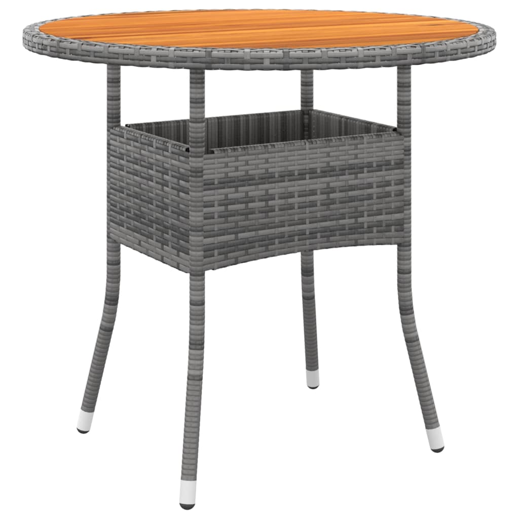Berkfield Garden Table �_�”�_80x75 cm Acacia Wood and Poly Rattan Grey