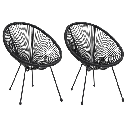 Berkfield Garden Moon Chairs 2 pcs Rattan Black