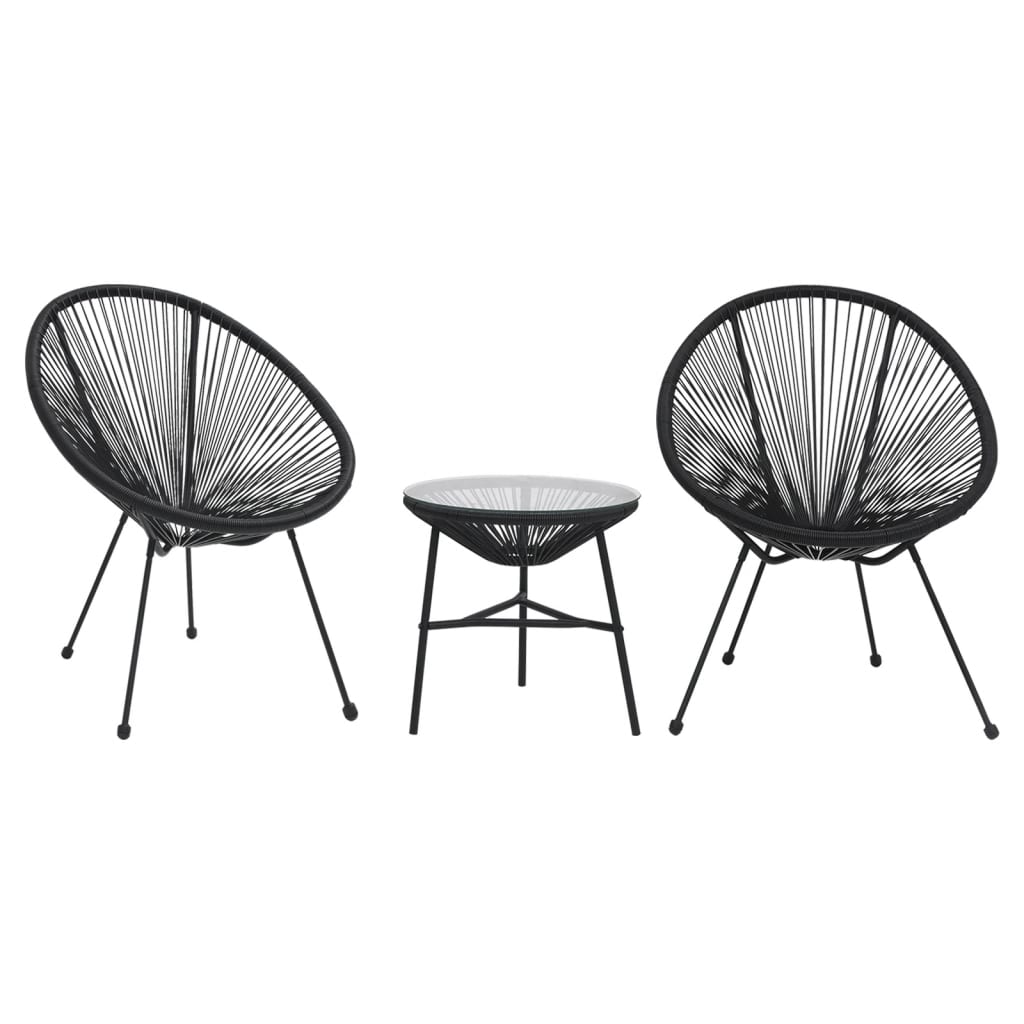 Berkfield 3 Piece Outdoor Dining Set PVC Rattan Black