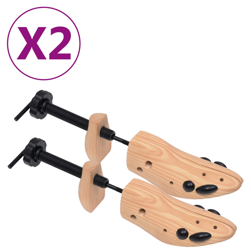Berkfield Shoe Trees 2 Pairs Size 36-40 Solid Pine Wood