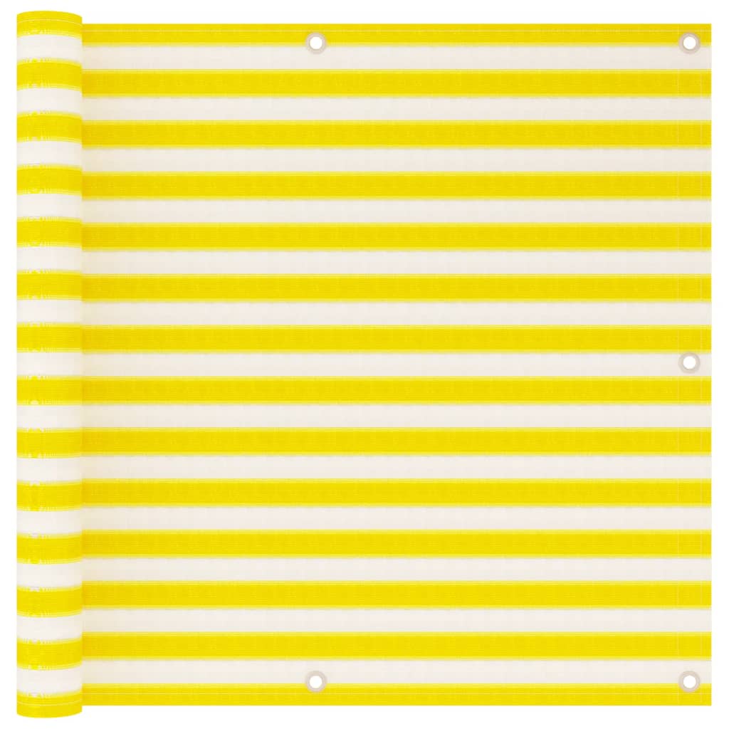 Berkfield Balcony Screen Yellow and White 90x500 cm HDPE