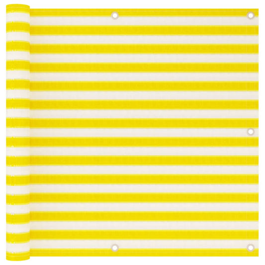 Berkfield Balcony Screen Yellow and White 90x500 cm HDPE
