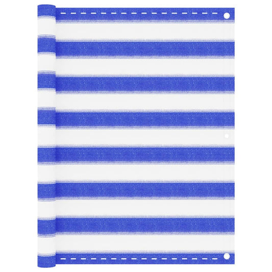 Berkfield Balcony Screen Blue and White 90x500 cm HDPE