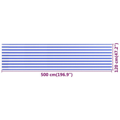 Berkfield Balcony Screen Blue and White 120x500 cm HDPE
