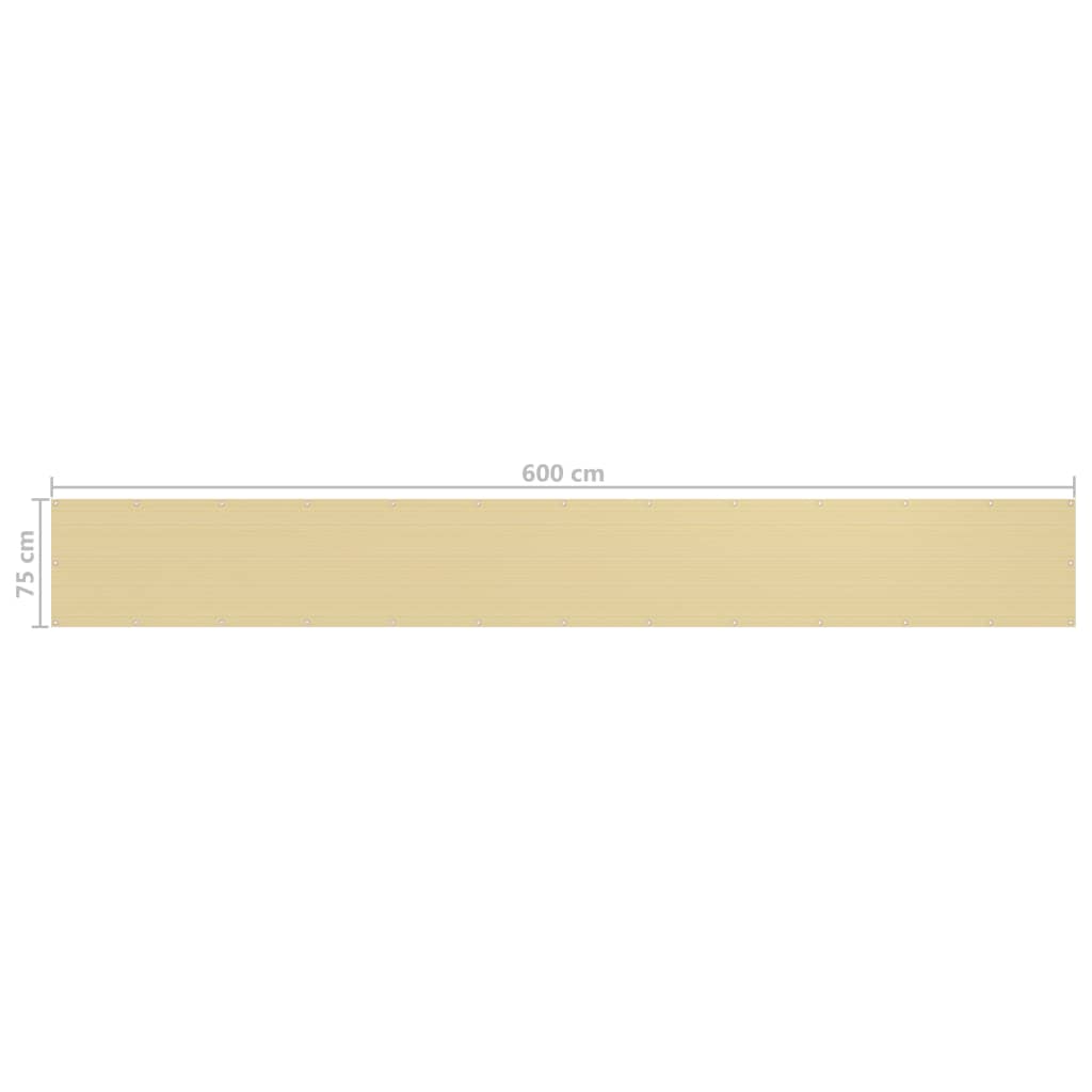 Berkfield Balcony Screen Beige 75x600 cm HDPE