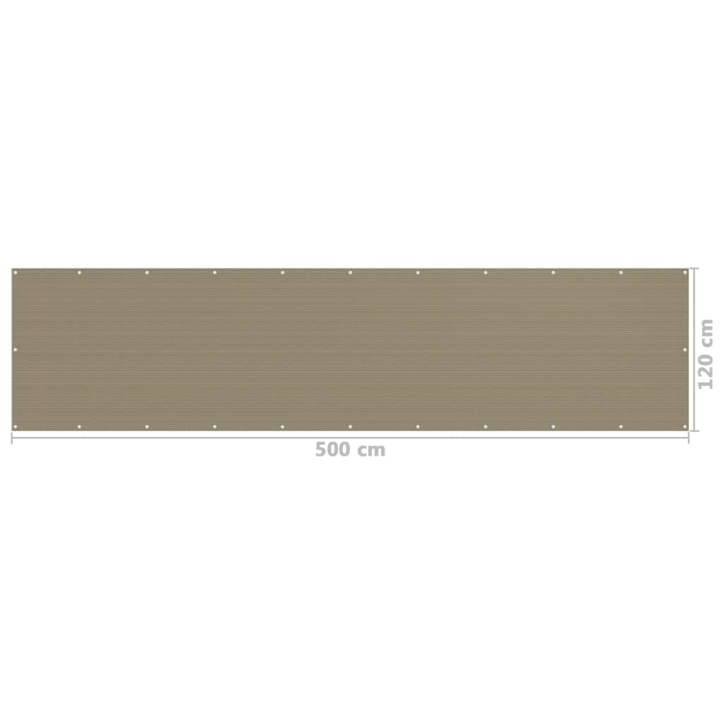 Berkfield Balcony Screen Taupe 120x500 cm HDPE