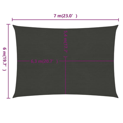 Berkfield Sunshade Sail 160 g/m�__ Anthracite 6x7 m HDPE