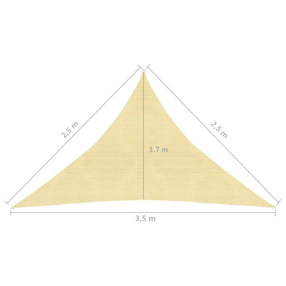 Berkfield Sunshade Sail 160 g/m�__ Beige 2.5x2.5x3.5 m HDPE