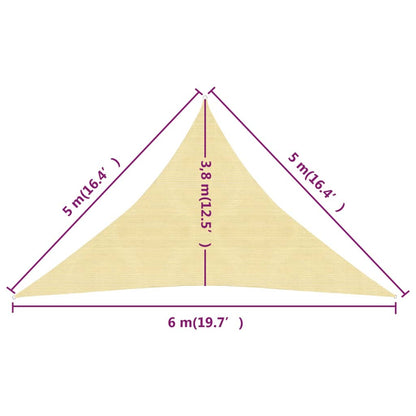 Berkfield Sunshade Sail 160 g/m�__ Beige 5x5x6 m HDPE