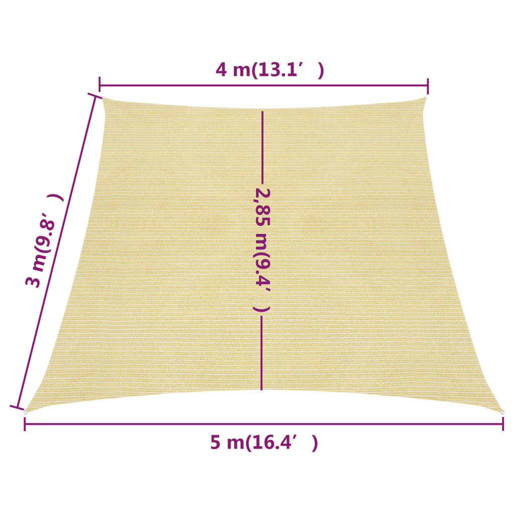 Berkfield Sunshade Sail 160 g/m�__ Beige 4/5x3 m HDPE