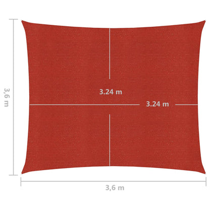 Berkfield Sunshade Sail 160 g/m�__ Red 3.6x3.6 m HDPE