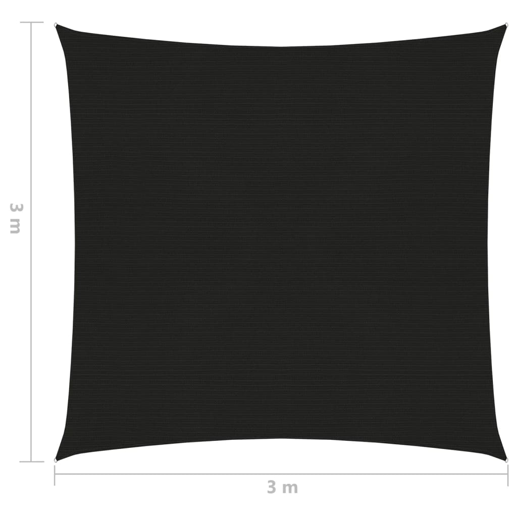 Berkfield Sunshade Sail 160 g/m�__ Black 3x3 m HDPE