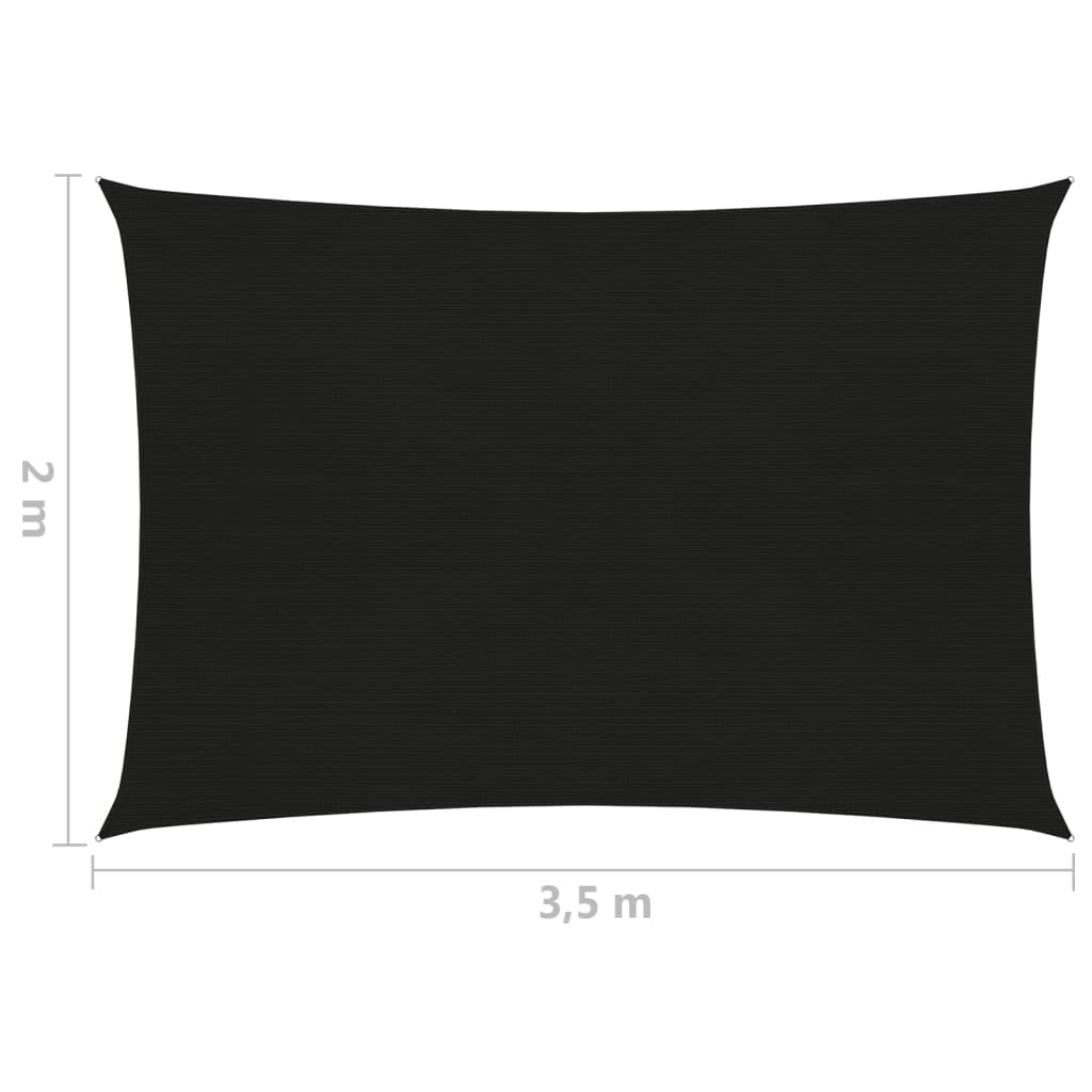 Berkfield Sunshade Sail 160 g/m�__ Black 2x3.5 m HDPE