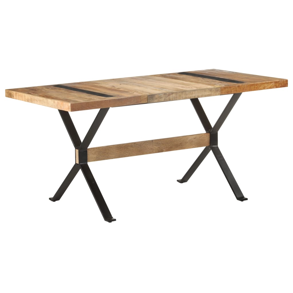 Berkfield Dining Table 160x80x76 cm Rough Mango Wood