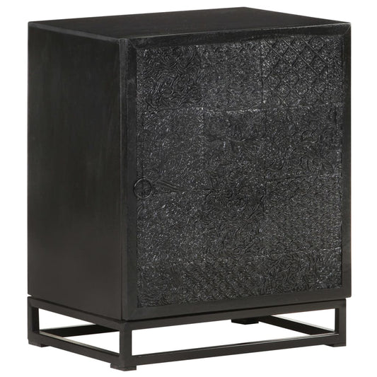 Berkfield Bedside Cabinet Black 40x30x50 cm Solid Acacia and Mango Wood