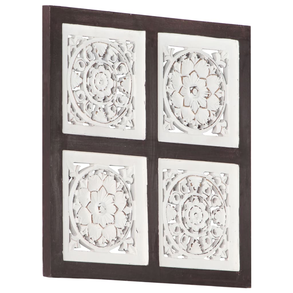 Berkfield Hand-Carved Wall Panel MDF 40x40x1.5 cm Brown and White