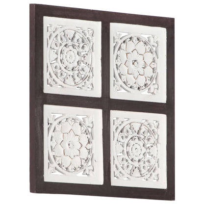 Berkfield Hand-Carved Wall Panel MDF 40x40x1.5 cm Brown and White