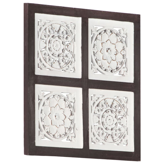 Berkfield Hand-Carved Wall Panel MDF 40x40x1.5 cm Brown and White