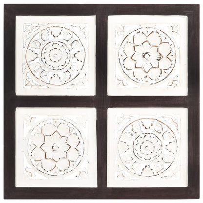 Berkfield Hand-Carved Wall Panel MDF 40x40x1.5 cm Brown and White
