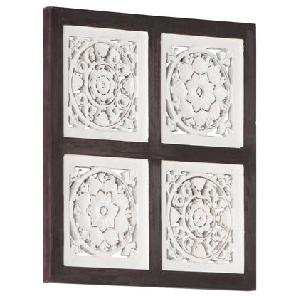 Berkfield Hand-Carved Wall Panel MDF 40x40x1.5 cm Brown and White