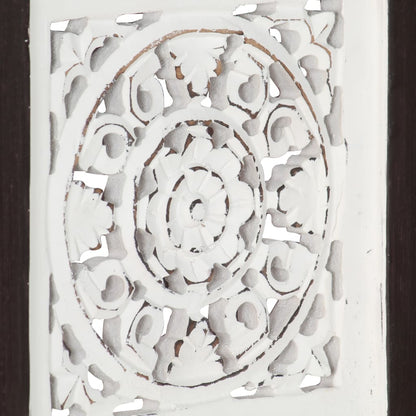 Berkfield Hand-Carved Wall Panel MDF 40x40x1.5 cm Brown and White